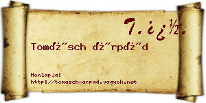 Tomásch Árpád névjegykártya